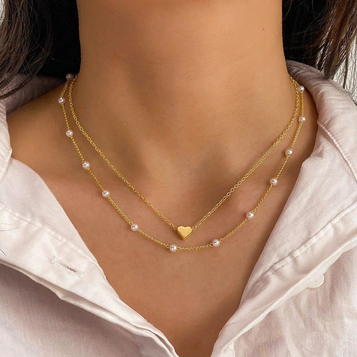 Gouden Parel Ketting Dames Glimara