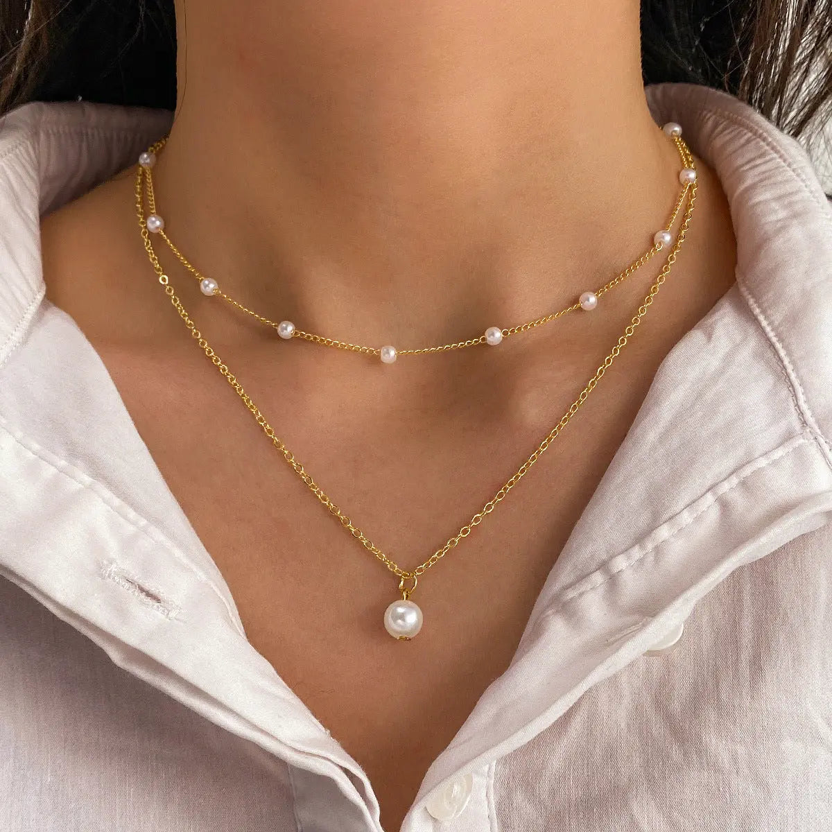 Gouden Parel Ketting Dames Glimara
